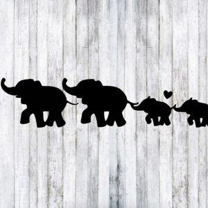 Family of 4 - Elephant Family Car Window Decal